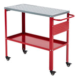Garvee Mesa de Soldadura Móvil 91 × 46 cm con 544 kg Capacidad, Acero con Ruedas y Bandeja Ajustable para Taller y Proyectos, Negro