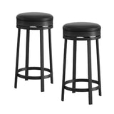 Garvee Taburetes de Bar Giratorios 360° Altura 61 cm Asiento PU Cuero Marco Metálico Reposapiés Negro para Cocina y Barra en Casa - Negro
