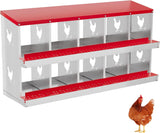 Garvee Cajas De Anidación Para Gallinas De Metal Galvanizado Con 10 Compartimentos, Sistema Roll Away, Montaje En Pared, Rojo, Para Gallineros - Rojo
