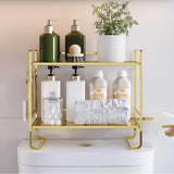 Garvee Estante De Almacenamiento Sobre Inodoro 2 Niveles Con Gancho Y Porta Papel, Metal Dorado, Organizador Multiusos Para Baño, Ahorra Espacio, Fácil Instalación - Oro