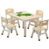 Garvee Mesa infantil con 4 sillas, altura ajustable, mesa de dibujo con superficie para grafitis, 120x60x48cm, color rosa - Color de Madera