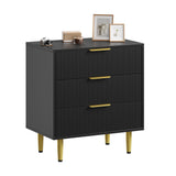 Garvee Cómoda Flutada De Madera Con 3 Cajones, Tiradores Metálicos, Antivuelco Para Dormitorio Y Sala, Varias Dimensiones Y Colores - Negro
