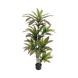 Garvee Árbol Artificial Dracaena 152cm Realista Ajustable Plástico UV-Protección Maceta Incluida Interior Oficina Balcón Verde - Verde & Rojo