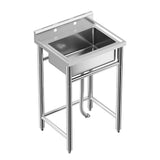 Garvee Fregadero Independiente de Cubeta Única 53x53x84 cm Uso Comercial para Cocina y Garaje Sin Grifo Acero Inoxidable - Sin grifo