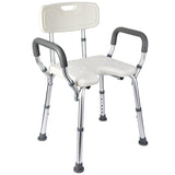 Garvee Asiento de Ducha U con Respaldo y Reposabrazos Ajustable Aluminio Plastic Antideslizante Estructura Robusta Manual en Inglés Personas Mayores, Discapacitados Baños, Espacios Seguridad Plateado - Plata