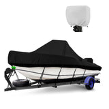 Garvee Funda para consola central de barco 4.88-5.64m impermeable 1300D PU Oxford resistente UV con correas antiviento y cubierta de motor - Negro