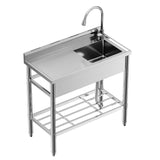 Garvee Fregadero Independiente de Acero Inoxidable 304 NSF con Grifo Extraíble y Drenaje para Cocina y Bar 120 x 50 x 96 cm - 