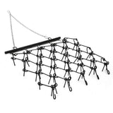Garvee Rastrillo de Arrastre 122 × 122 cm para ATV/UTV, Acero Aleado, Ajustable y Plegable, Nivelación de Pasto, Tinas 1 cm Fijas, Cilindro y Cadena - Negro