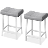 Garvee Silla de Sella de Bar Set de 2 Piezas 60.96cm, Estructura MDF+Hierro con Espuma y PU, Ergonómica para Uso Interior de Cocina y Bar Hogar, Marco Blanco y Asiento Gris - Gris