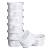 Garvee Cuencos Ramekins De 8 Onzas Juego De 8 Porcelana Para Salsa De Inmersión Horno Clásico Crema Brulee - Blanco