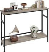 Garvee Mesa de Entrada Rústica con Estante Ajustable, Consola de MDF y Metal, Estilo Industrial, 100×23×80 cm, para Sala y Pasillo - Gris