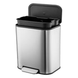 Garvee Cubos De Basura Con Tapa 5.3 Gal Acero Inoxidable Pedal Silencioso Interior Extraíble Rectangular Para Cocina Baño Oficina - Plata