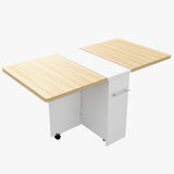 Garvee Mesa de comedor plegable Garvee para 2-6 personas con 2 estantes, mesa de cocina compacta de madera roble blanco 120x75x60 cm - Roble blanco