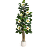 Garvee Árbol Artificial Realista de Fácil Cuidado con Maceta Blanca para Estética en Despacho 152cm Blanco - Blanco