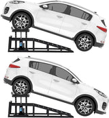 Garvee Rampas Hidráulicas de Perfil Bajo 5 Toneladas, Ajustables 25-41 cm, Acero Resistente, Antideslizantes para Garaje y Mantenimiento Vehicular - Negro