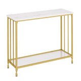 Garvee Mesa De Consola Para Pasillo Con Superficie De Mármol Y Estante De Vidrio Para Sala De Estar Y Pasillo 85×30×81cm Oro - Oro