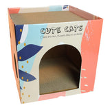 Garvee Casa De Cartón Corrugado Para Gatos Rosa Grande, Escondite, Rascador, Cama Para Gatitos Pequeños
