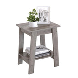 Garvee Mesa Auxiliar con 2 Estantes, Compacta, Resistente MDF, Rústico Gris, Sala y Dormitorio, 39×30×48 cm - Gris