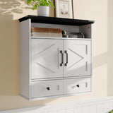 Garvee Gabinete de Pared para Baño con Puertas de Granero, Estante Ajustable, Madera Blanca, 64 × 60 × 23 cm, Almacenamiento Versátil para Baño y Cocina - Blanco