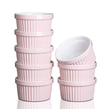 Garvee Ramekins De Porcelana 236 ml Juego De 8 Para Horno Rosa Clásico Para Crema Brulee Souffle Salsa - 705 Rosa (Blanco Interior Y Rosa Exterior)
