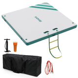 Garvee Plataforma Flotante Inflable 1,8x1,5 m, PVC Marino 2700 g/m², Antideslizante, con Escalera y Bomba, para Lago y Playa, Color Verde - 