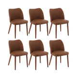 Garvee Sillas De Comedor Tapizadas Set De 6 Con Respaldo Wingback Y Cojines Gruesos, Estructura De Madera, Para Cocina Y Comedor, Tela O Cuero PU, 16.54''D X 18.5''W X 30.71''H, Color Variado - Marrón