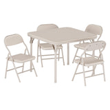 Garvee Set De Mesa Y Sillas Plegables Para Niños, Material Premium PU Y Metal, Seguro Y Estable, Ideal Para Aula Y Camping, Fácil De Guardar - Beige