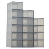 Garvee Cajas Transparentes Plegables para Zapatos, Organizadores Apilables con Tapa, ABS Resistente, Ventilación, 15 Piezas, Ideal para Armarios, Transparente - Gris