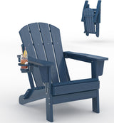 Garvee Silla Adirondack Plegable de HDPE Resistente al Clima Diseño de Madera para Patios Azul Marino - Azul Marino