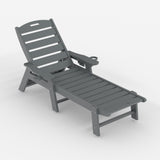 Garvee Tumbona Exterior HDPE Ajustable 5 Posiciones con Portavasos para Piscinas y Jardines, 198 × 60 × 32 cm, Diseño Sobredimensionado Gris - Gris