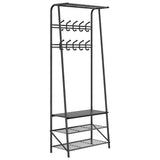 Garvee Perchero Entrada Metal y MDF 10 Ganchos Extraíbles Dobles 60cm Ancho 64x29x180cm Estructura Robusta Color Negro - Negro
