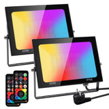 Garvee RGB LED Strahler 40W, 2 Piezas, 10 Modos, IP66 Impermeable, Exterior Jardín, 256 Colores, 3000K Luz Cálida