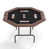 Garvee Mesa de Juegos Octagonal Plegable para 8 Personas  Superficie con Posavasos - Marrón con Vaso de Plástico