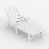 Garvee Sillón Tumbona Exterior HDPE Ajustable 5 Posiciones Resistente 204 kg para Patio y Piscina Blanco - Blanco