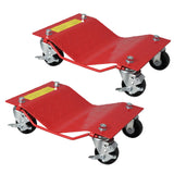 Garvee Juego de Dolly para Coche 2 Piezas Plataforma de Acero Reforzado Ruedas con Freno para SUV y Camionetas Uso en Taller Capacidad 1361 kg - 3000Lbs Red Wheel Dolly Set Of 2