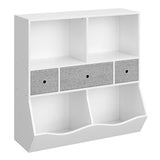 Garvee Estantería Infantil Práctica Para Libros Y Juguetes - 3 Niveles, 7 Compartimentos, 3 Cajones Móviles - MDF Robusto, Antivuelco, Ideal Para Cuartos Y Salas De Juego, 93x39x93 cm, Colorido - Blanco