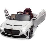 Garvee Coche Eléctrico 12V Bentley Bacalar, Control Parental, Puertas de Tijera, LED, Suspensión, 3 Velocidades, Batería Recargable, Música USB/Bluetooth, 3-6 años, Exterior, Blanco - Blanco