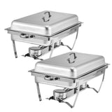 Garvee Chafing Dishes Buffet Set 8QT Rectangular Stainless Steel Dual Temperature Control Anti-Scald Handles For Events And Catering - Plata