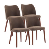 Garvee Sillas De Comedor De Cuero PU Juego De 4 Con Respaldo De Ala Y Patas De Madera Para Cocina Y Sala, Cojines Gruesos, Pies Niveladores, Modernas, Negras - Taupe PU