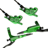Garvee Frenos de disco hidráulicos MTB 4 pistones aleación de aluminio silencioso para bicicletas de montaña tubos 800mm/1450mm - Verde