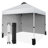 Garvee Carpa Plegable 10x10 Con Dos Paredes Laterales, Poliéster Impermeable Con Protección UV, Bolsa Con Ruedas, Camping Y Eventos, Resistente, Portátil - Blanco