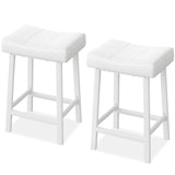 Garvee 2 Sillas de Sella de Bar 60.96cm, Construcción MDF+Hierro+Espuma+PU, Diseño Curvado Resistente para Bar y Zona de Comedor, Blanco total - Blanco