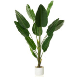 Garvee Árbol Artificial de Palma Viajero 122cm con Hojas Grandes en Forma de Banana, Resistente UV, Maceta Pesada, Decoración Interior y Exterior, Verde - Green