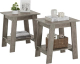 Garvee Mesa Auxiliar con 2 Estantes Compacta Multifuncional para Salón y Dormitorio, 39×30×48 cm, Gris Lavado