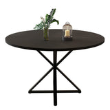 Garvee Mesa de Comedor Redonda para 4 Personas, 119 cm, Base Metálica Resistente, Madera, Patas Antideslizantes, Cocina y Salón, Fácil Montaje - Negro