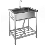 Garvee Fregadero Independiente de Acero Inoxidable 71 × 50 × 87 cm, Cuenca Única, Grifo Fijo 360°, Estante de Almacenaje, Anticorrosivo para Cocina y Garaje - Un Seno