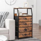 Garvee Kommode con 4 Cajones Estante de 2 Niveles Estructura Metálica Estable Tela Compacto Funcional para Dormitorio y Sala 41x29x84.5 cm - Marrón