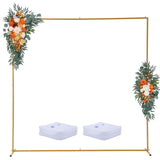 Garvee Soporte Cuadrado para Telón de Fondo de Boda 250x250 cm Arco Metálico Dorado con Base de Rellenado de Agua para Eventos y Fiestas
