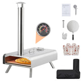 Garvee Horno de Pizza Portátil 41 cm Acero Inoxidable SUS430 para Camping y Jardín Rápido Calentamiento 700℉ Piedra para Pizza Termómetro Bolsa de Transporte - Plata 16"