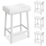 Garvee Set de 4 Taburetes de Bar de 24 in para Isla de Cocina, Asiento Tapizado con Cojín, Estructura Metálica, Blanco